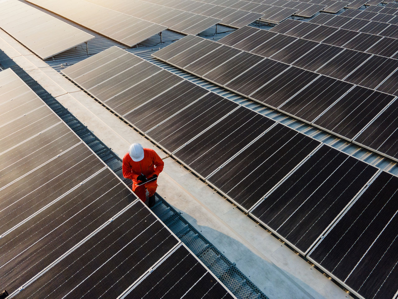 Solar panel  system,engineer working on checking and maintenance electrical equipment