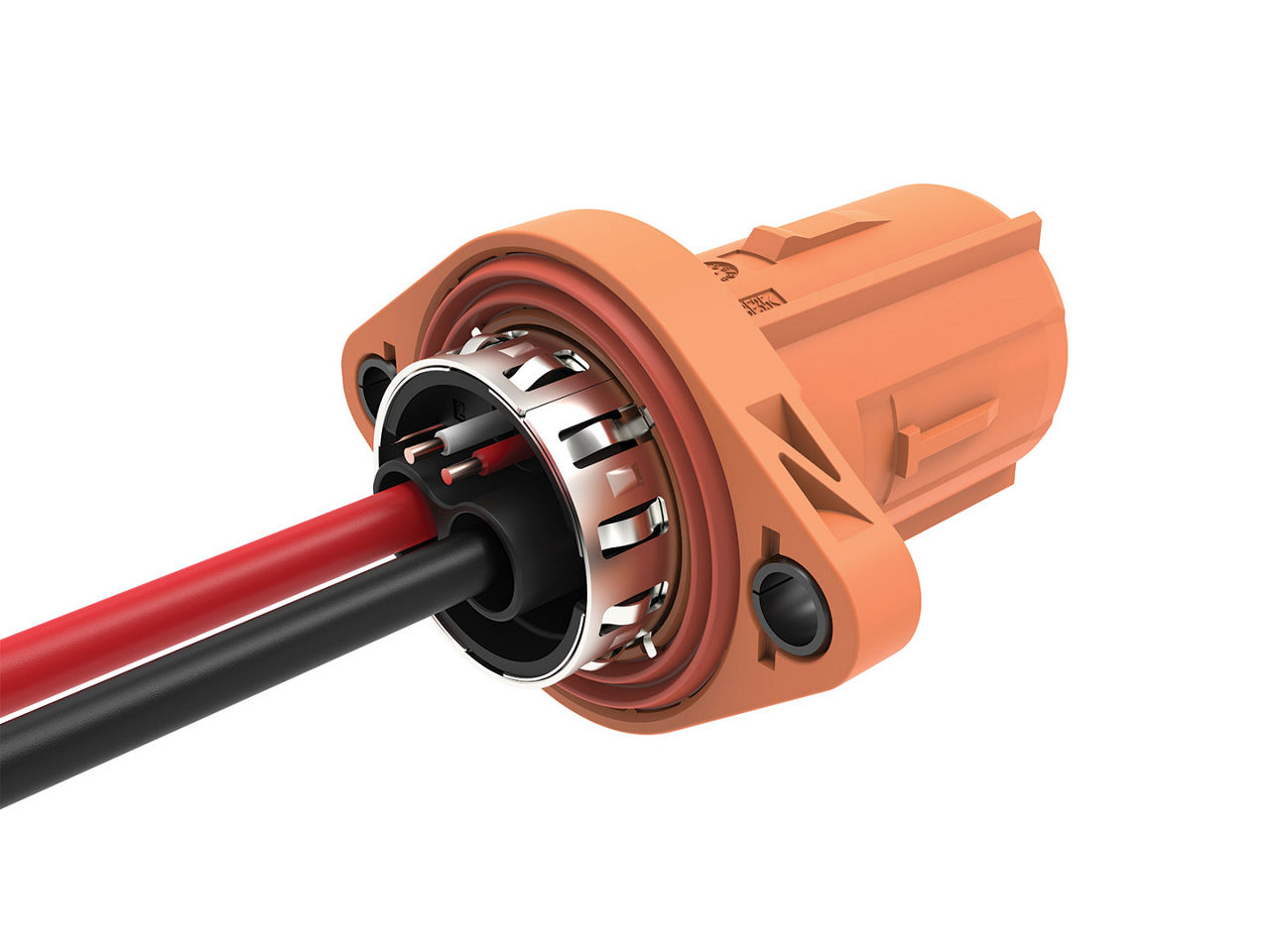 插配 eHV60 高电压汽车连接器和垂直插座头。