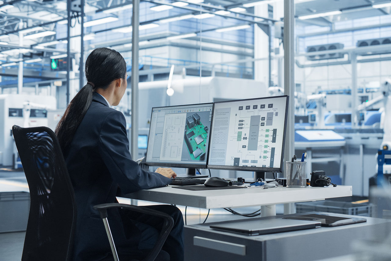 An engineer uses integrated design automation tools to query product data made available through Molex API integration. 