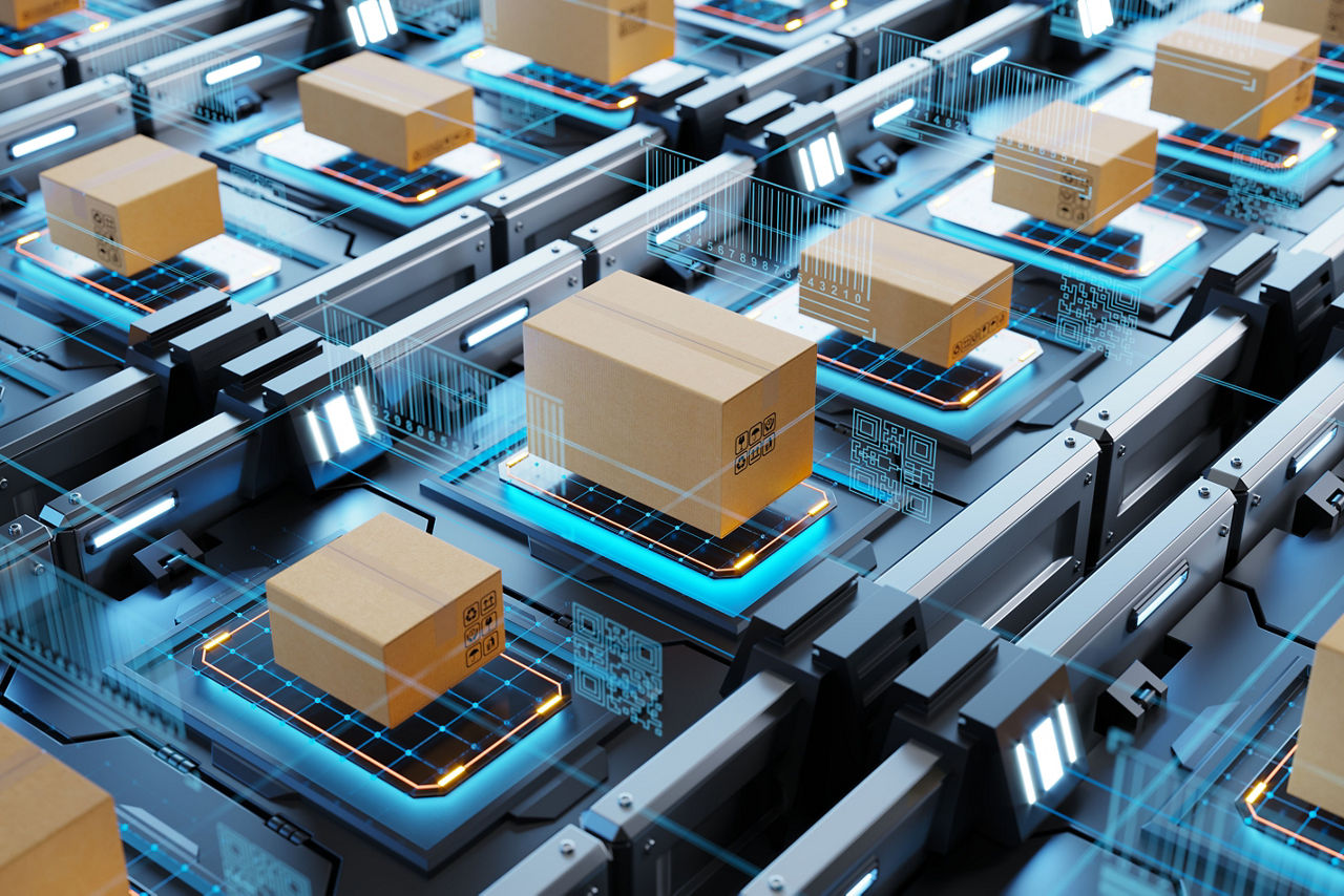 Illustration 3D Rendering Packages Optimized for Digital Supply Chain 